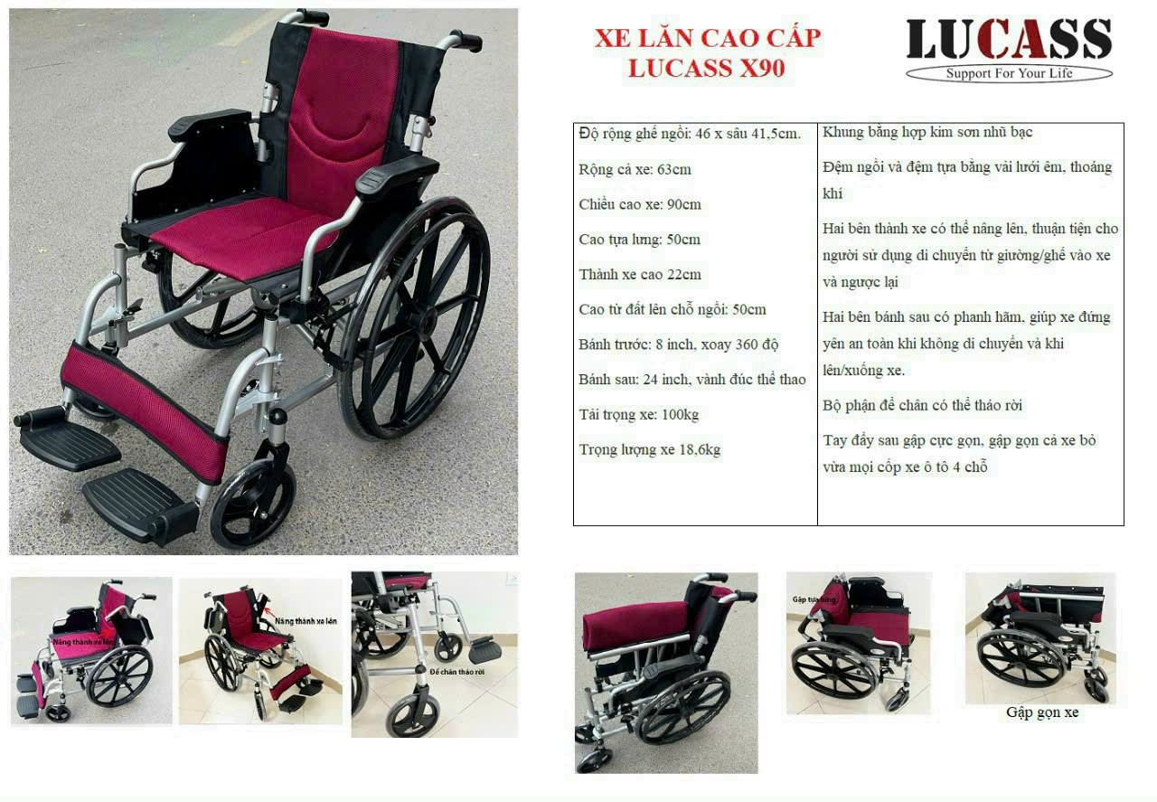  Xe lăn Lucass X90 bánh đúc